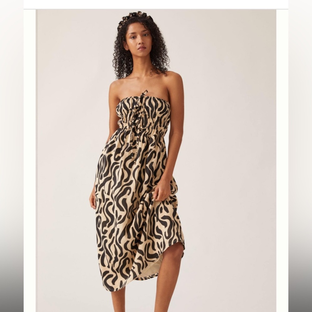 Faithfull the Brand Contessa Strapless Animal Print Dress